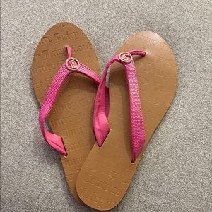 Juicy Couture Pink and Brown Flip Flops